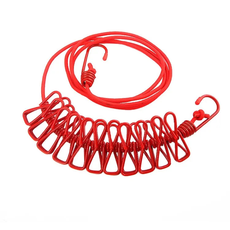 Hang 185CM Portable Clothesline With (12) Clip - Elastic, Windproof Eco-Friendly for Travel Home Use | After stretching it become 5 mtr.