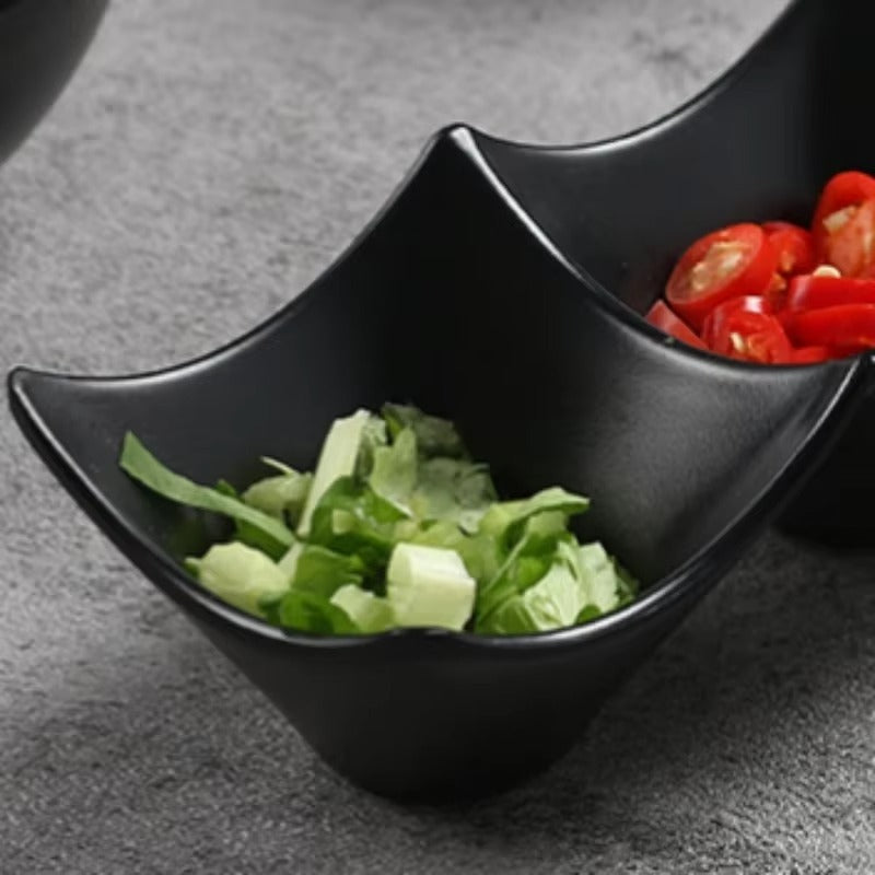 3-Compartment Dipping Sauce Dish – BPA-Free Plastic Condiment Server for Hot Pot, Sushi, Appetizers – Microwave &amp; Dishwasher Safe (random color)