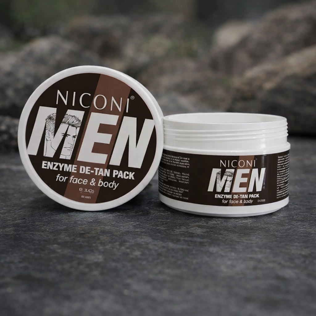 Niconi Men Enzyme De-Tan Pack for Face & Body | Deep Cleansing Tan Removal Formula | 300gram