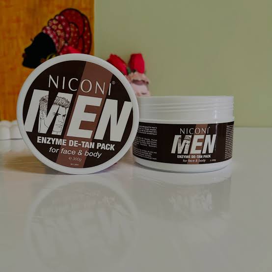 Niconi Men Enzyme De-Tan Pack for Face & Body | Deep Cleansing Tan Removal Formula | 300gram