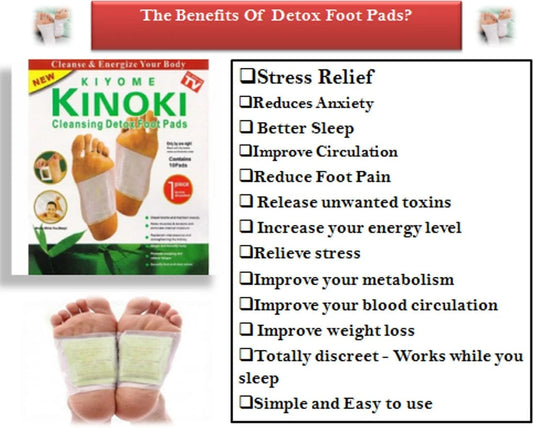 Kinoki Premium Natural Foot Patches (Pack of 10) | Bamboo Vinegar Detox Foot Pads for Overnight Foot Care