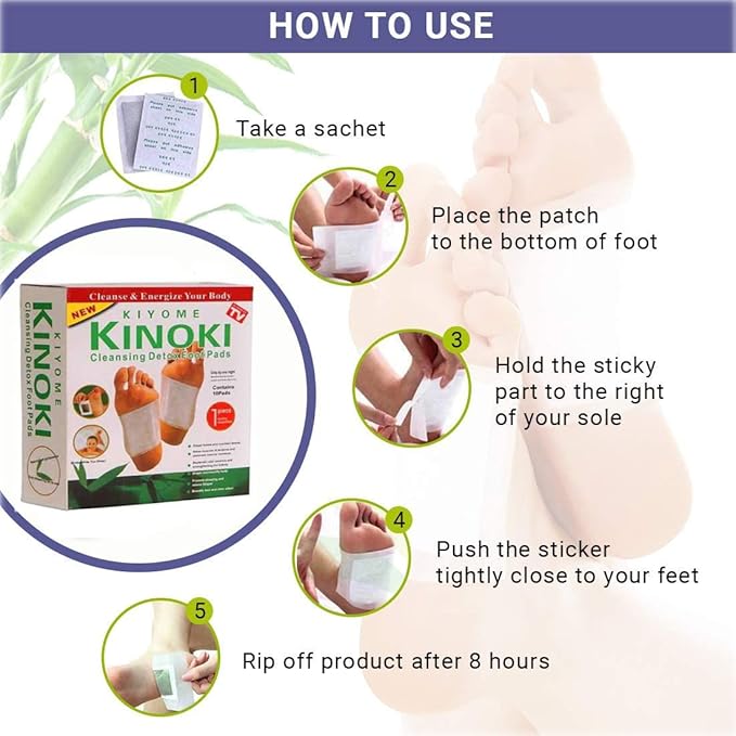 Kinoki Premium Natural Foot Patches (Pack of 10) | Bamboo Vinegar Detox Foot Pads for Overnight Foot Care