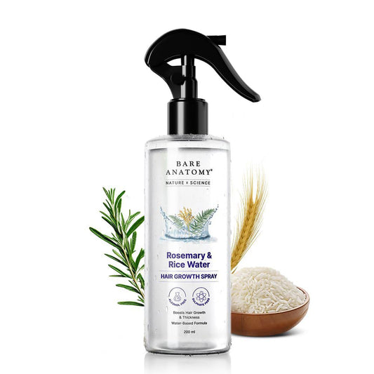 Bare Anatomy Rosemary & Rice Water Hair Growth Spray | Boosts Thickness | Controls Hair Fall | 200ml