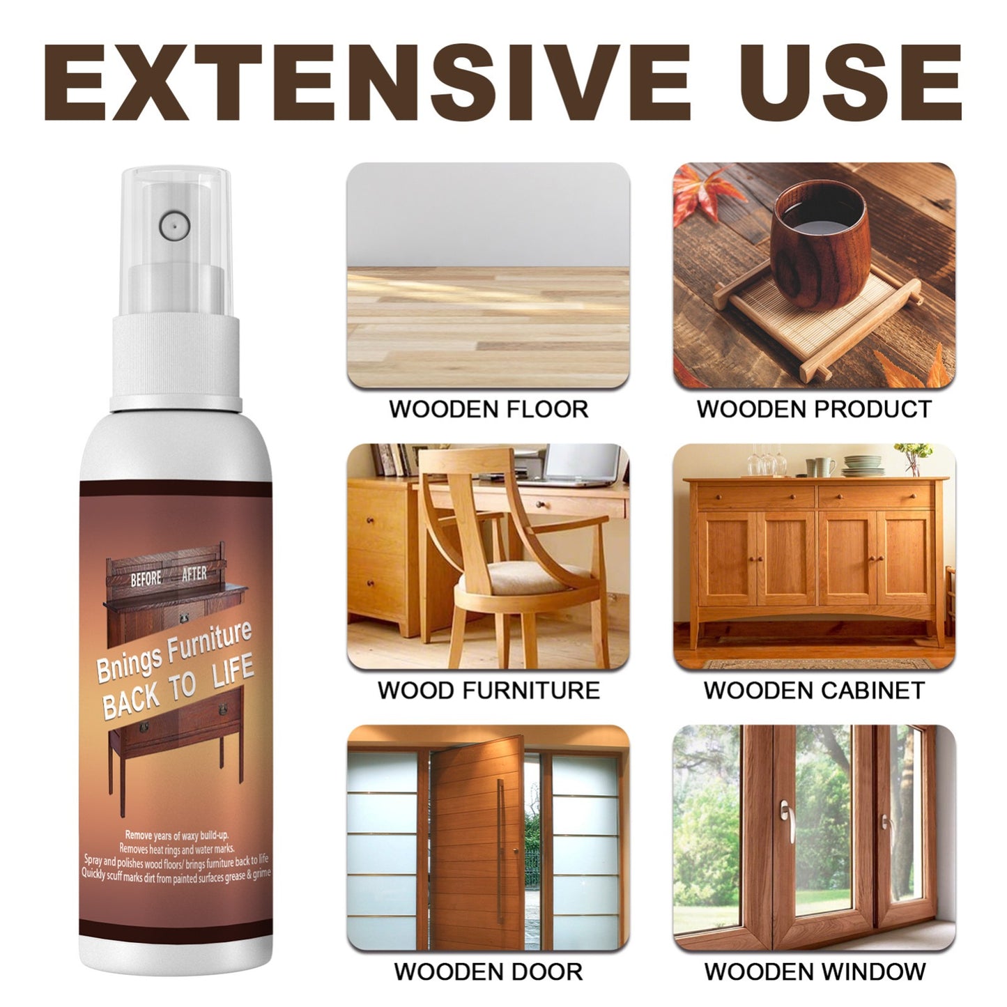 250ML Natural Micro-molecular Spray – Multipurpose Beeswax Furniture Polish Spray For Wood Polish Furniture Care Bee Wax Spray Essential Oil Wax