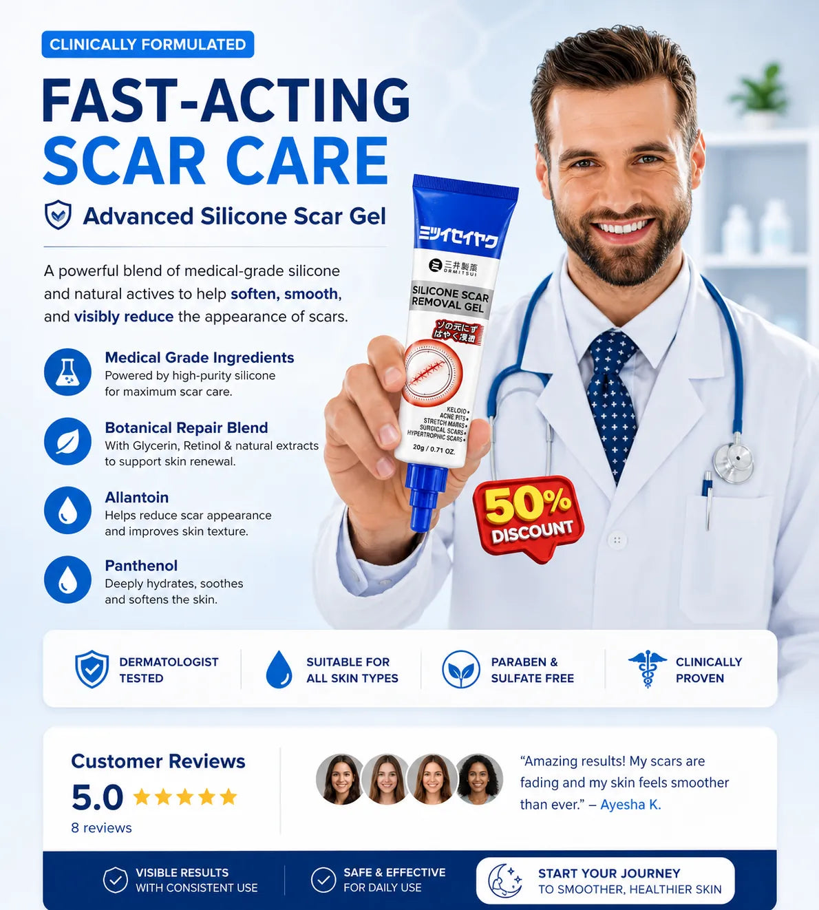 Silicone Scar Removal Gel - Skincare Treatment Designed For Scar Care And Smooth Skin